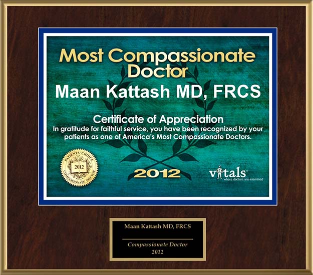 award-Compassionate Doctor 2012-Dr-Maan-Kattash-plastic-surgeon