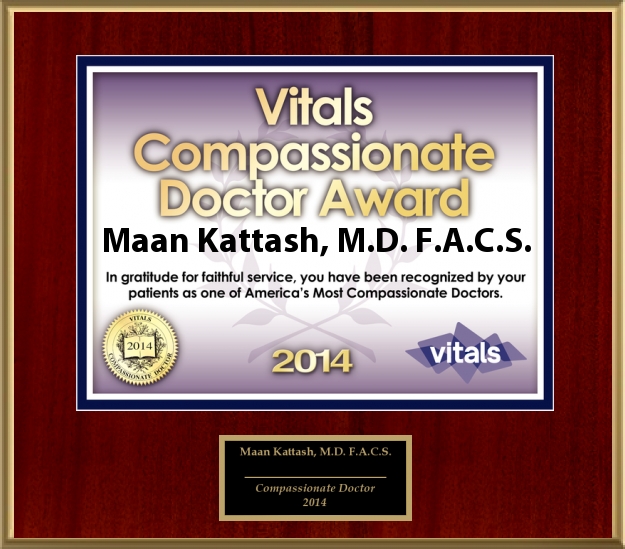 VITALS COMPASSIONALTE DOCTOR AWARD 2014: Awarded to Dr. Maan Kattash, M.D., Plastic Surgeon